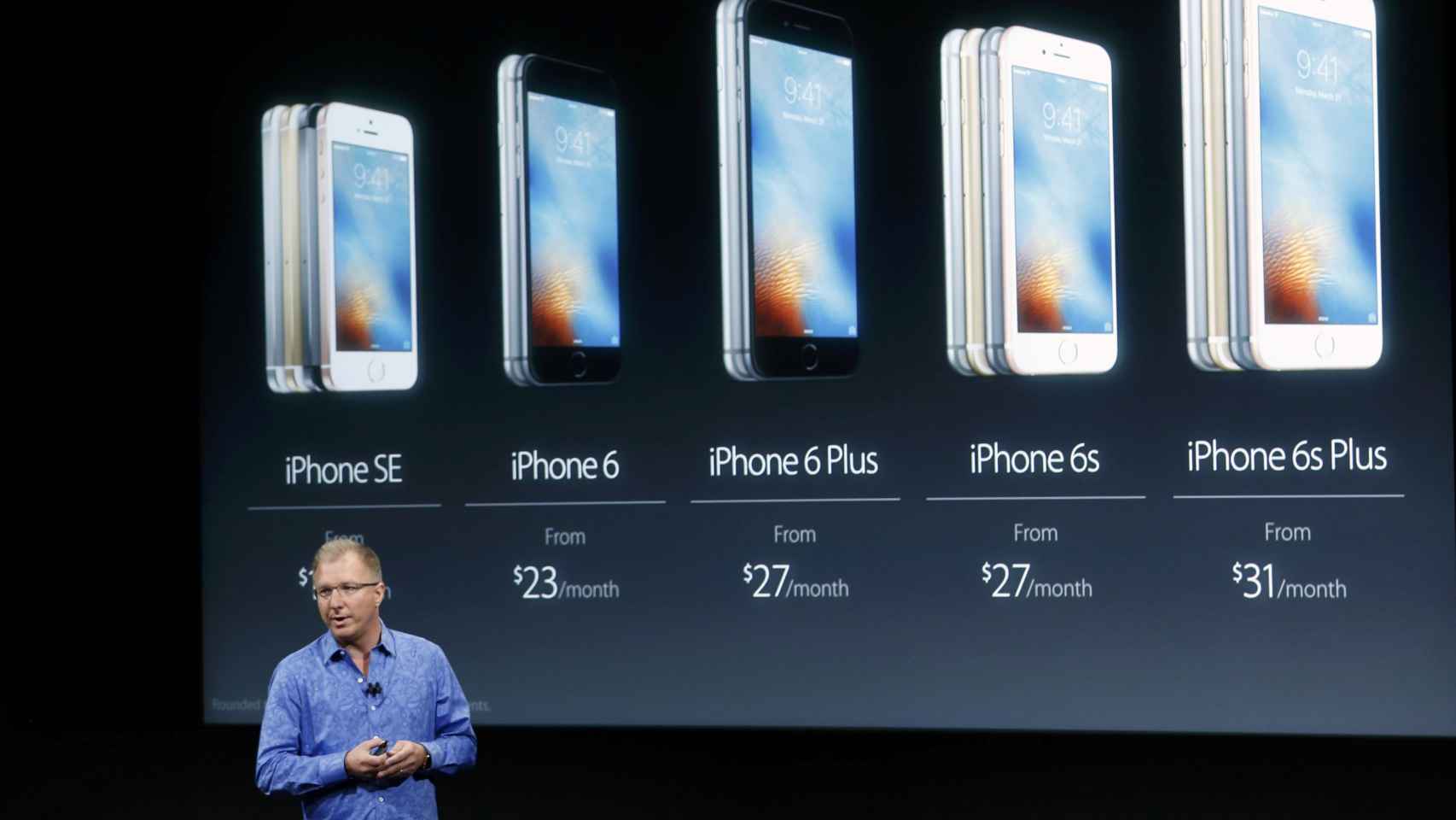 La familia de iPhones, con todos sus tamaños.