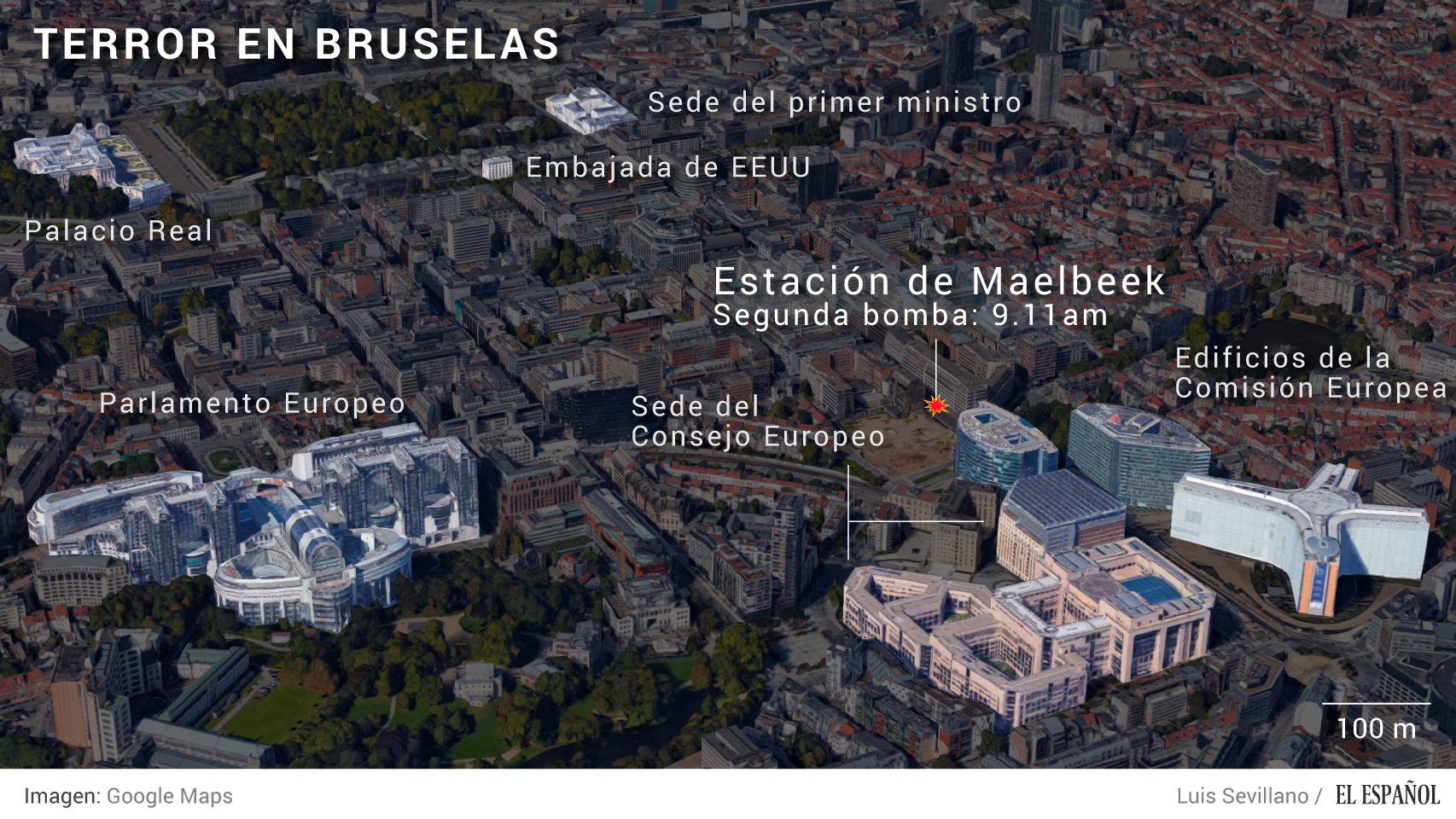 Una de las explosiones ha ocurrido muy cerca de las instituciones europeas.