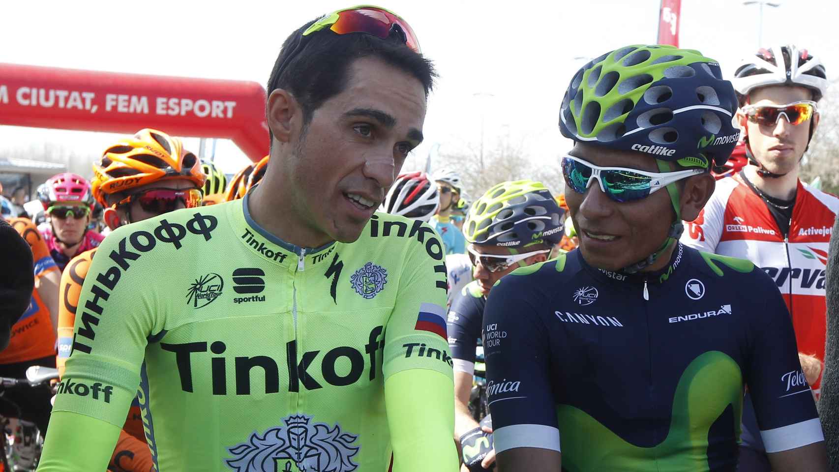 Alberto Contador y Nairo Quintana en la presente Volta a Catalunya.