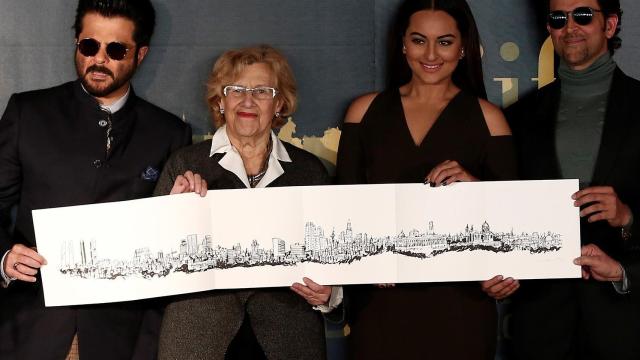 Carmena durante la presentación oficial de Bollywood en Madrid.