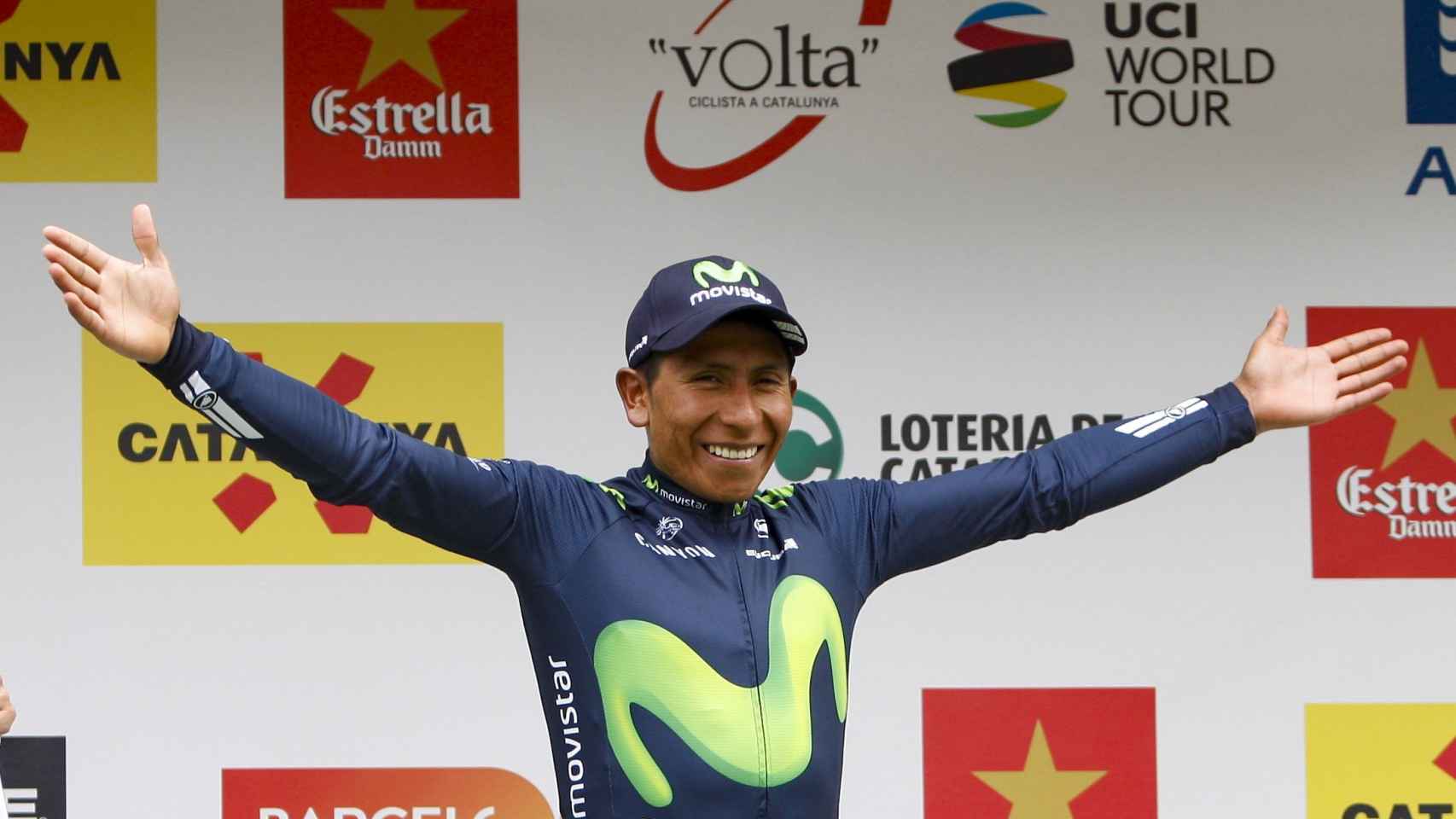 Nairo Quintana celebra su triunfo en la Volta 2016.