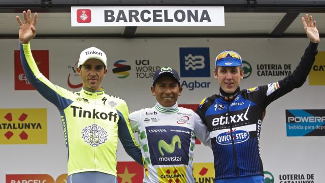 Contador, Quintana y Martin en el podio de la Volta 2016.