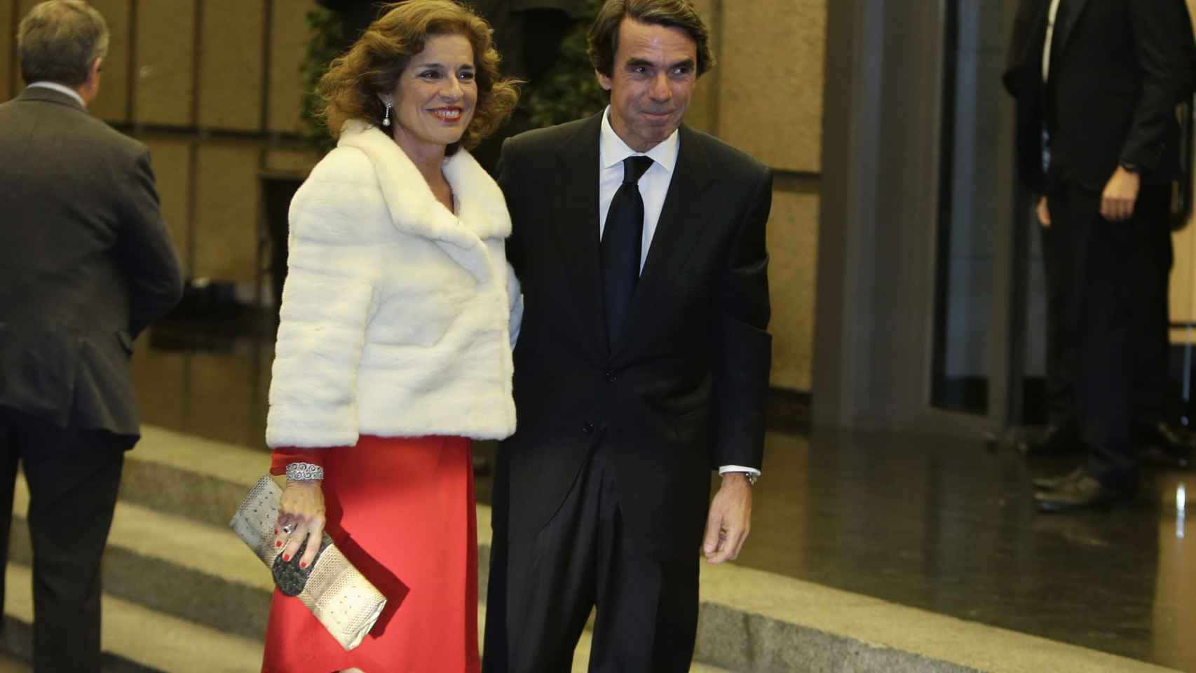 Ana Botella y José María Aznar a su llegada a la fiesta