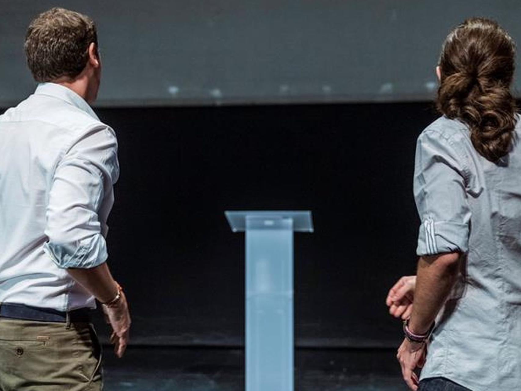 Rivera e Iglesias en el debate en campaña de la Universidad Carlos III