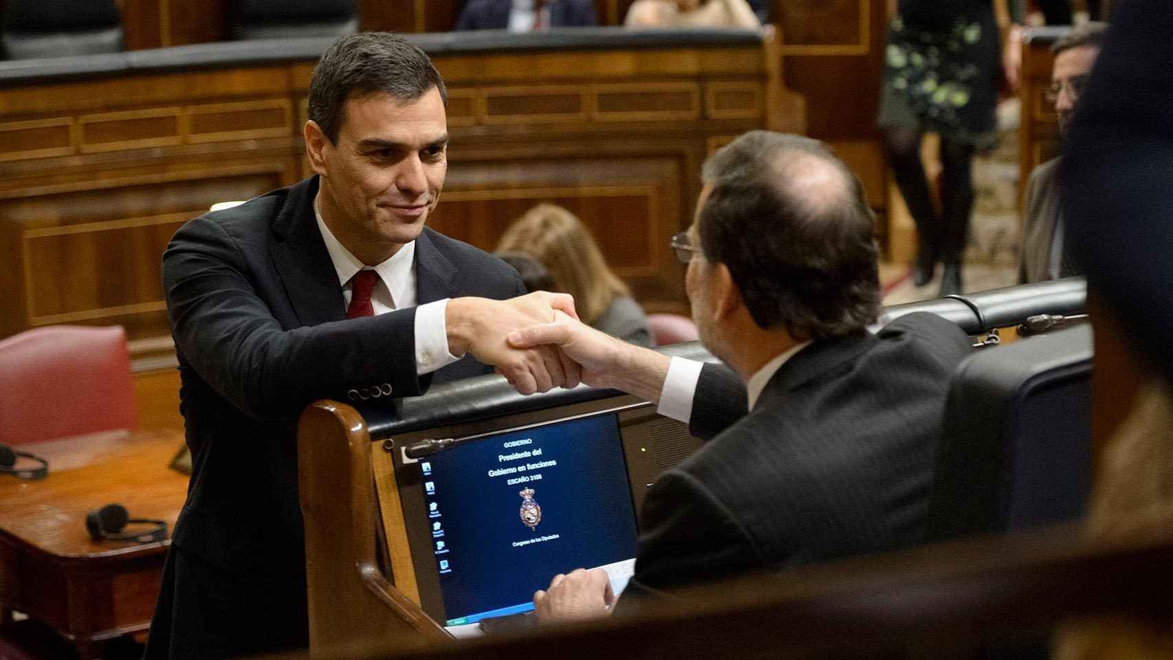 Sánchez y Rajoy, en el Congreso de los Diputados.