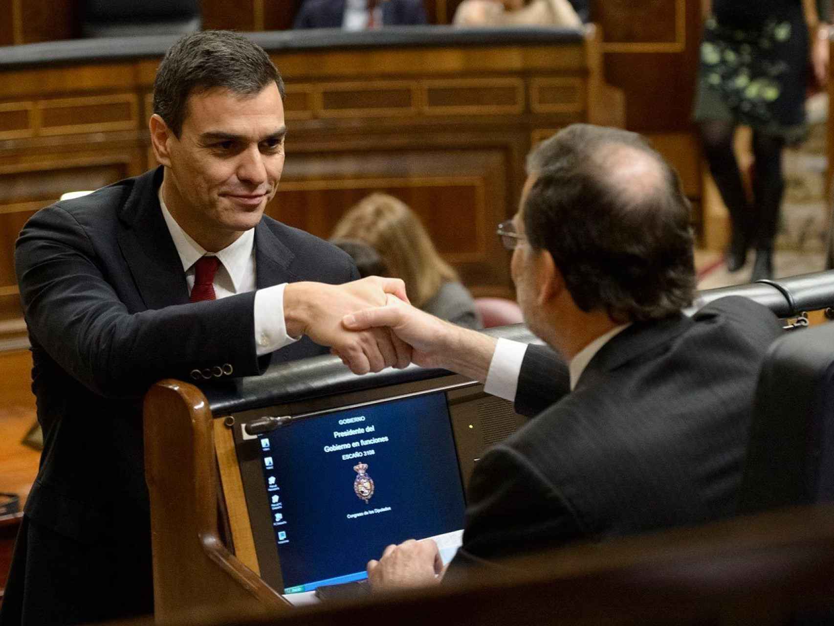 Sánchez y Rajoy, en el Congreso de los Diputados.