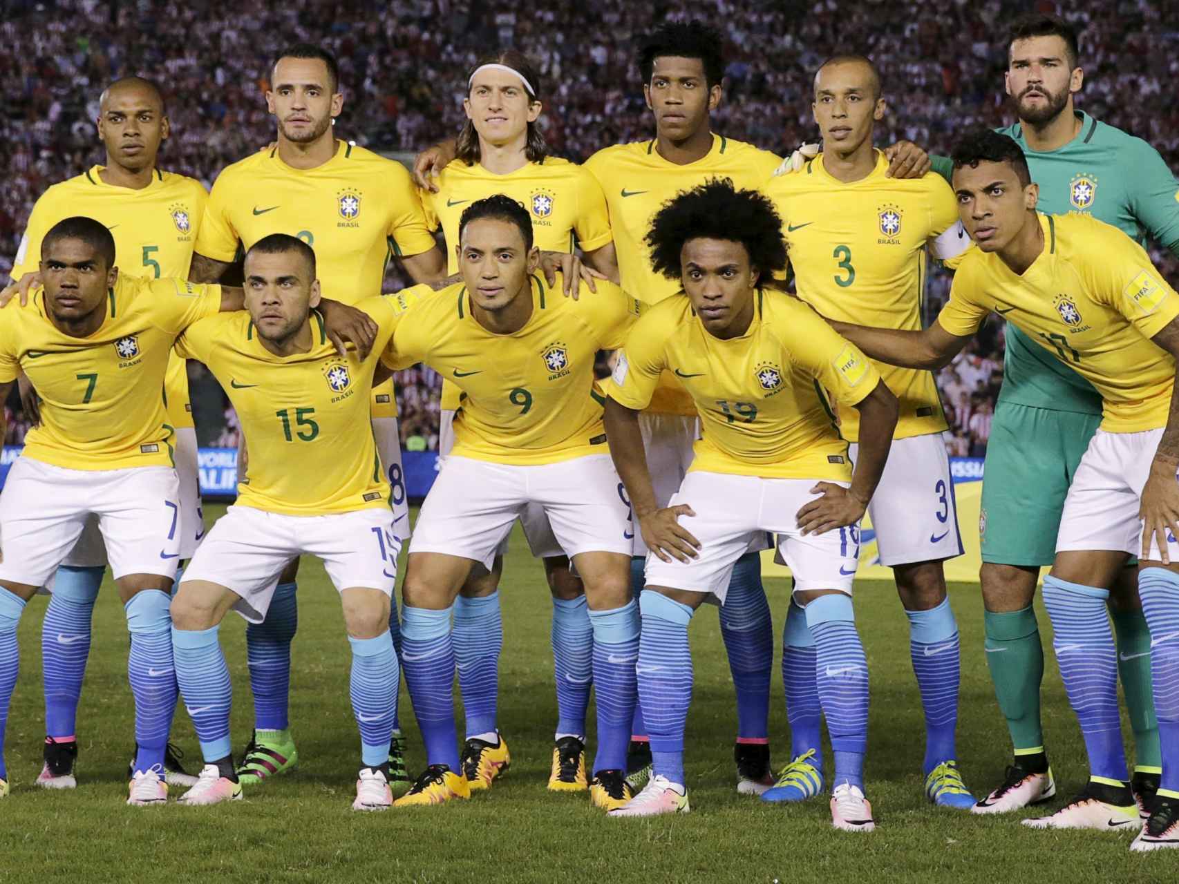 Alineación titular de Brasil contra Paraguay.