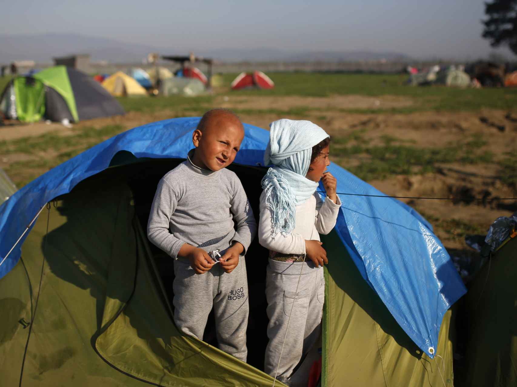 En el campamento de refugiados de Idomeni (Grecia), en la frontera con Macedonia.