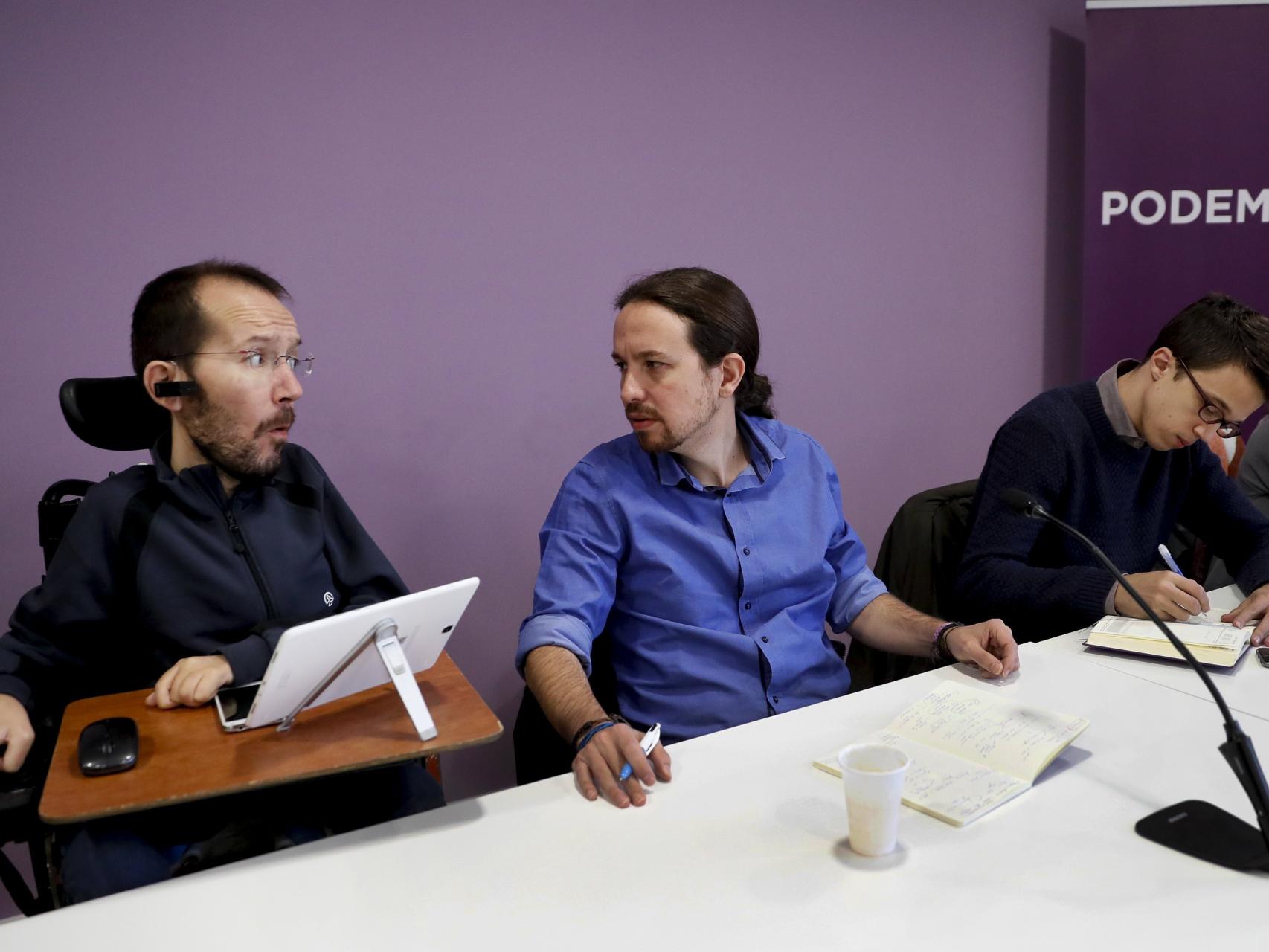 Pablo Echenique, Pablo Iglesias e Íñigo Errejón en el Consejo Ciudadano.