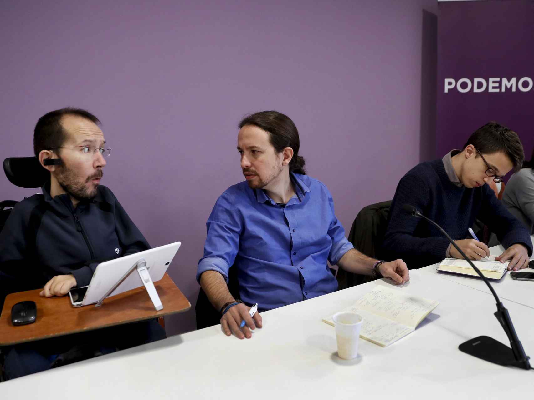 Pablo Echenique, Pablo Iglesias e Íñigo Errejón en el Consejo Ciudadano.