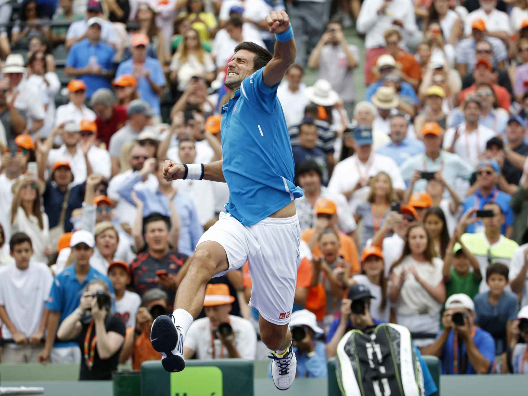 Djokovic celebra el triunfo en Miami.