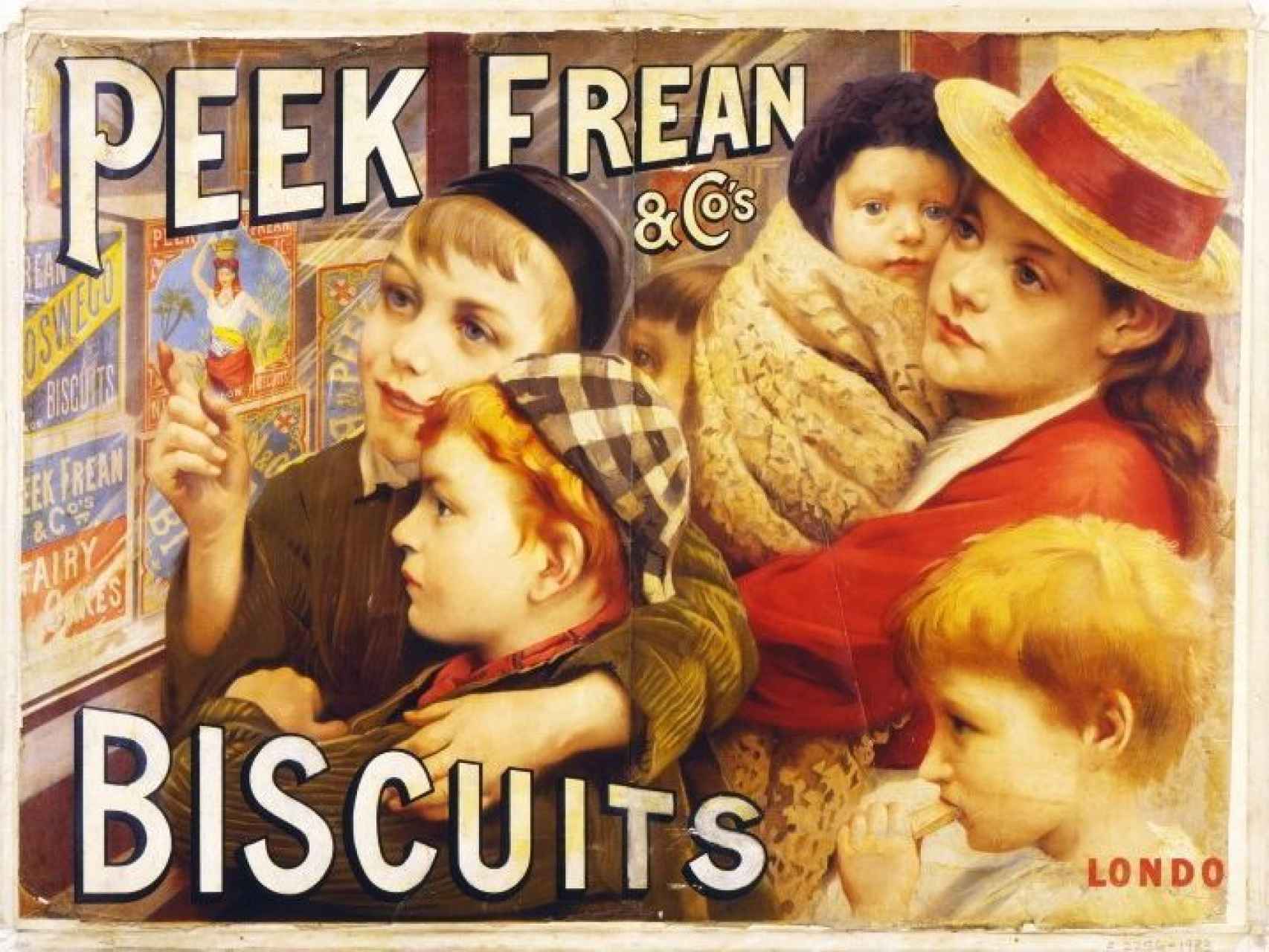 Anuncio de galletas Peek Freans (1891).