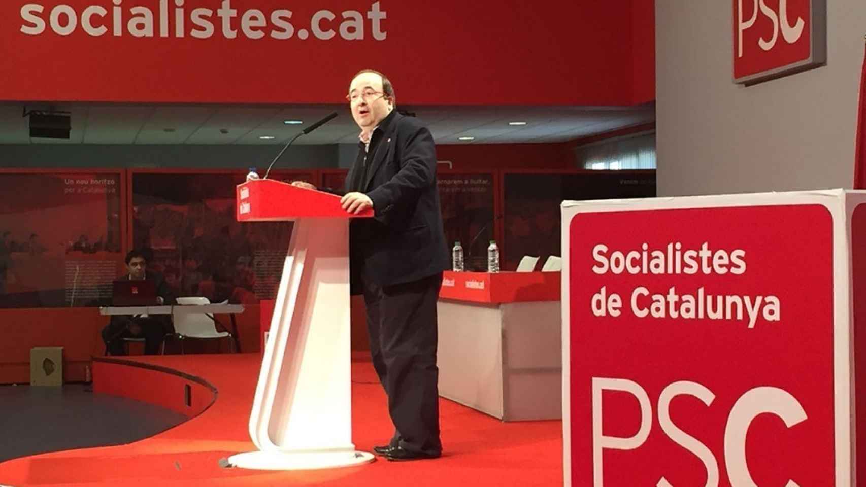 El secretario general del PSC, Miquel Iceta, durante la campaña electoral