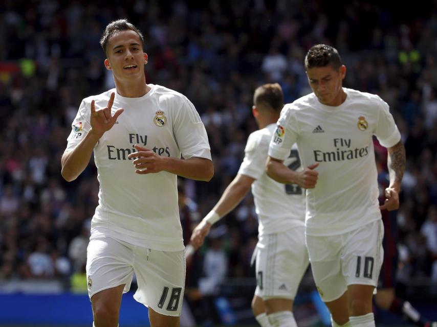 Lucas celebra su gol ante el Éibar.