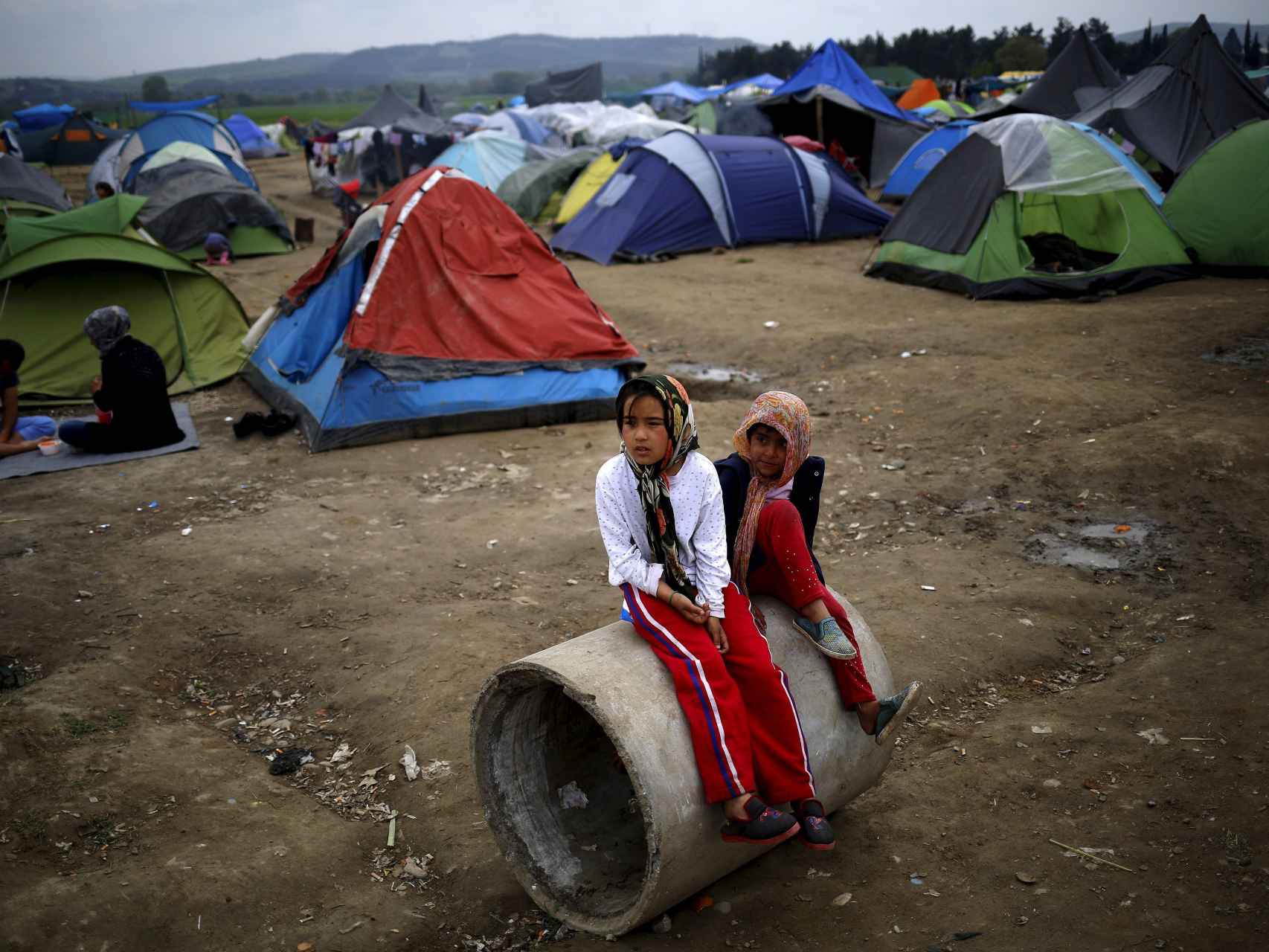 Niños refugiados en el campamento griego de Idomeni.