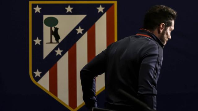 Simeone en la rueda de prensa previa al encuentro de Champions.