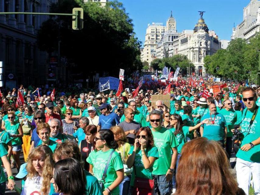 Protestas de la marea verde en el centro de Madrid