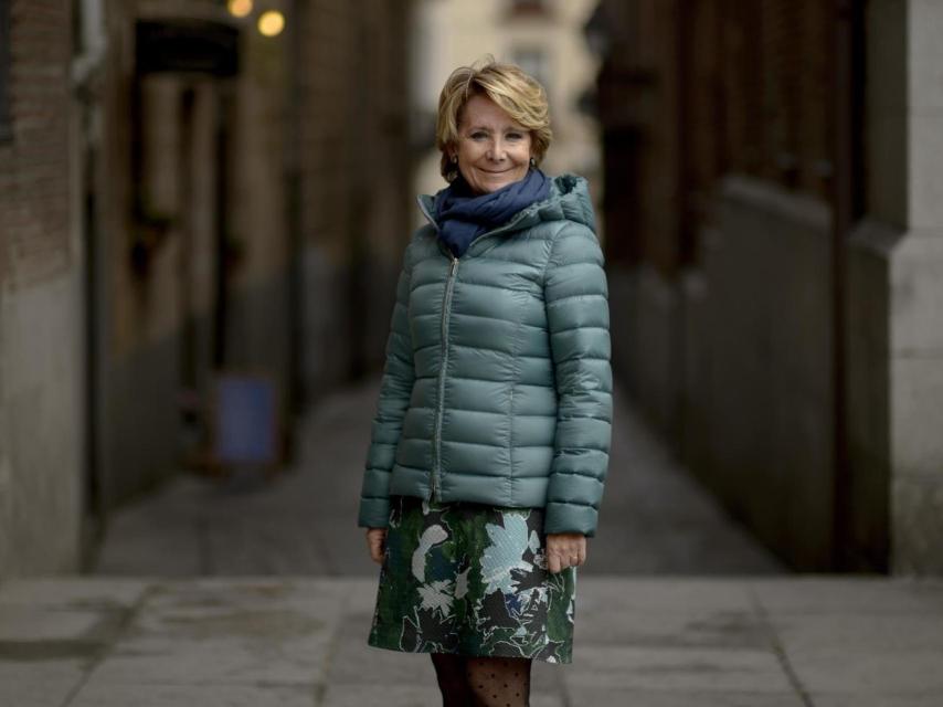 La concejal de Madrid Esperanza Aguirre este martes en la Plaza Mayor.