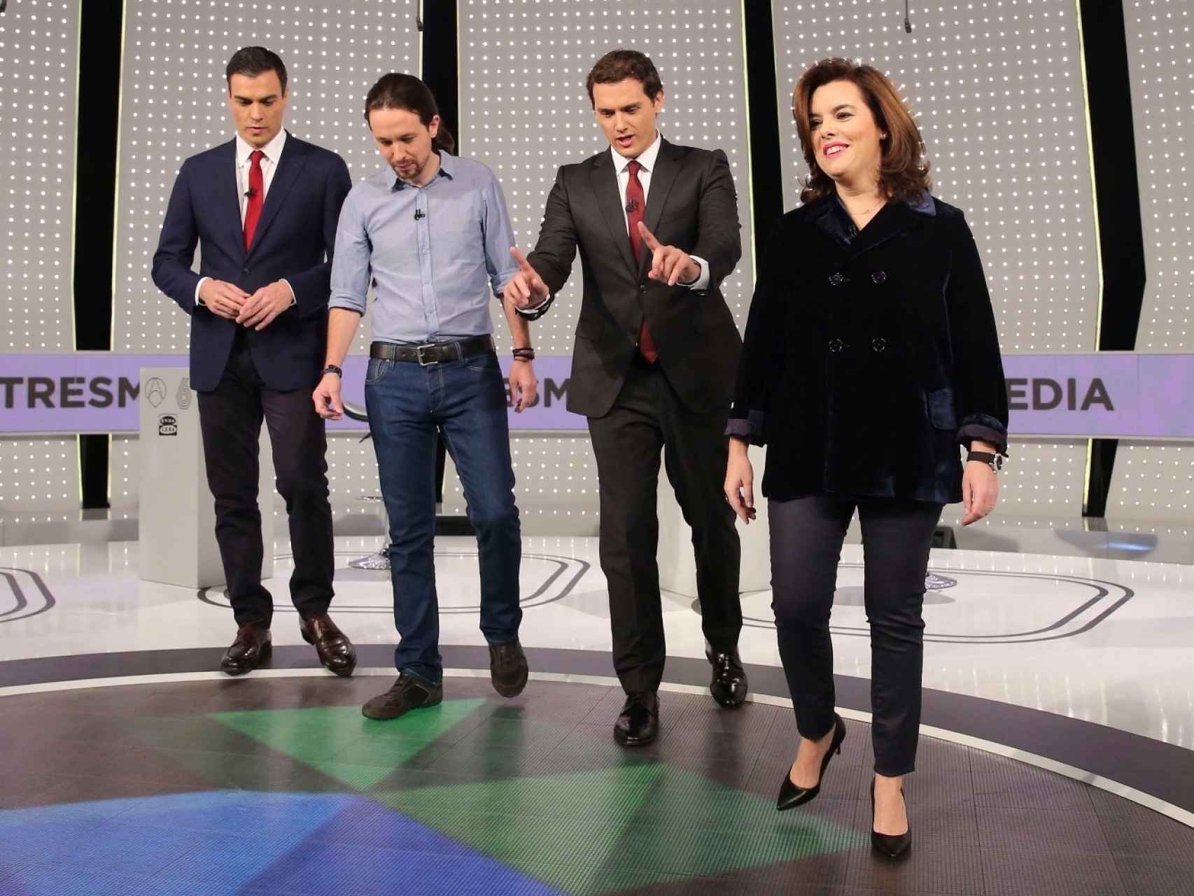 Pedro Sánchez, Pablo Iglesias, Albert Rivera y Soraya Sáenz de Santamaría.