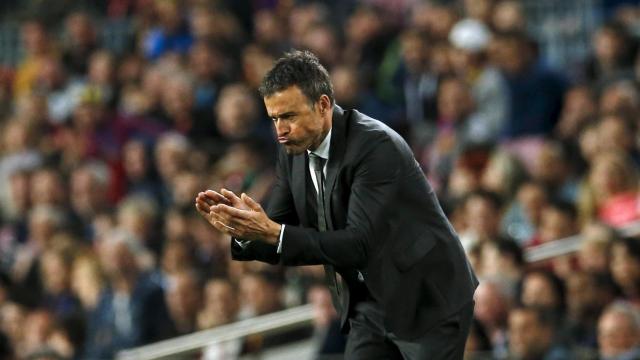 Luis Enrique en el partido ante el Valencia.