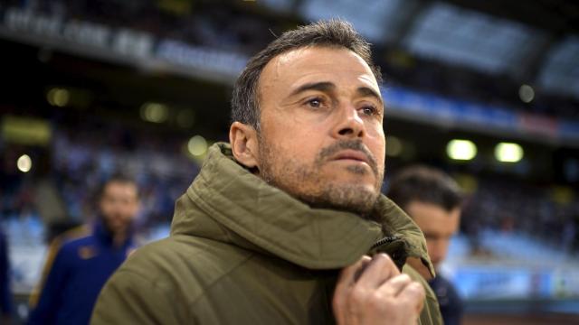 Luis Enrique al llegar a Anoeta.