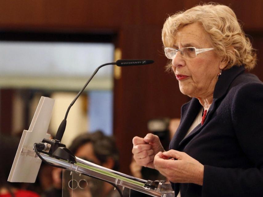 Manuela Carmena durante el desayuno informativo organizado por Europa Press.