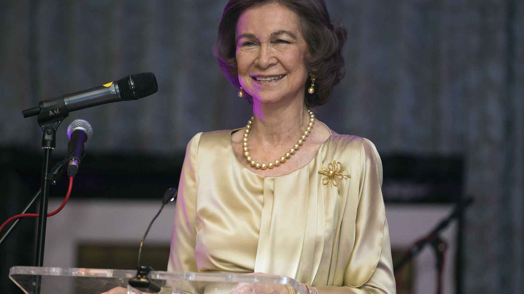 La Reina emérita durante su discurso en la cena de gala celebrada este miércoles en Londres