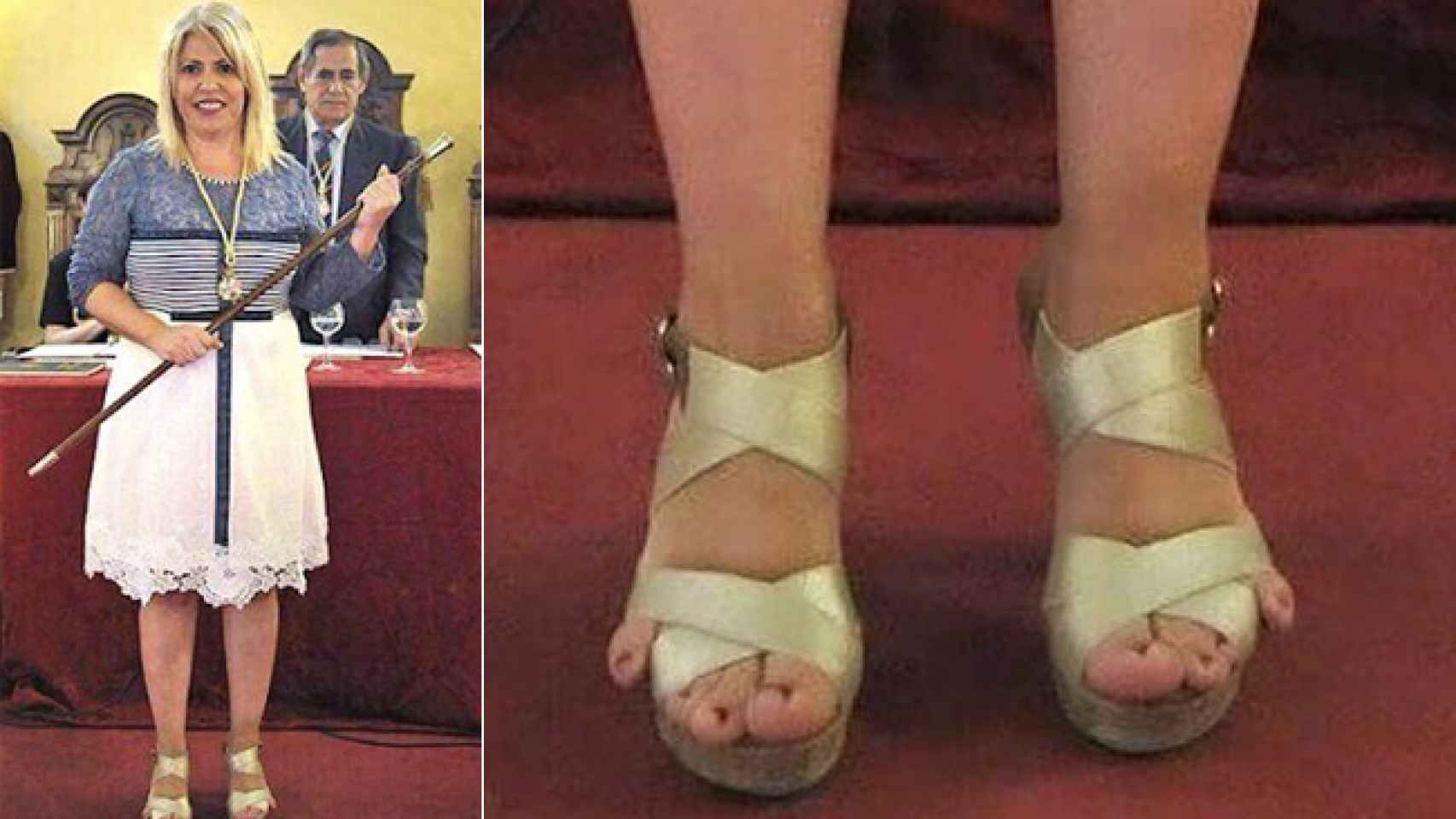 Mamen Sánchez alcaldesa de Jerez se calzó una sandalias pequeñas el día de su toma de posesión