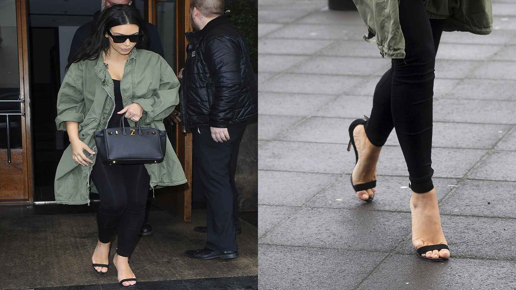 Kim Kardashian con sandalias apretadísimas en Finlandia