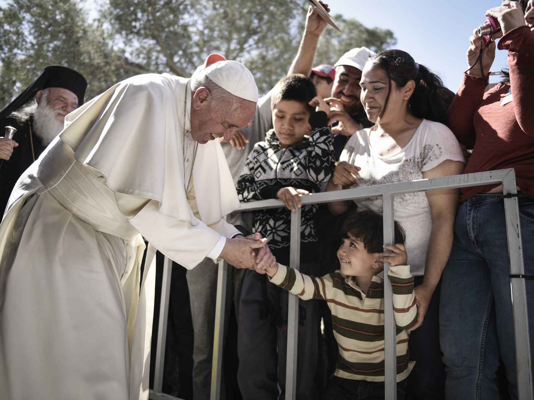 El Papa durante su visita a Lesbos.