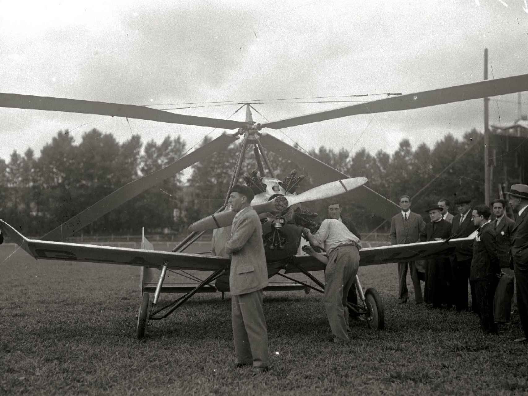 De la Cierva y su autogiro, en Lasalle, 1930.