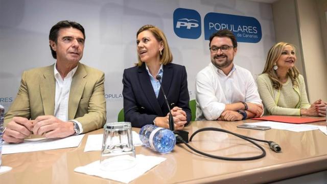 Soria y Cospedal durante la ejecutiva del PP canario este viernes