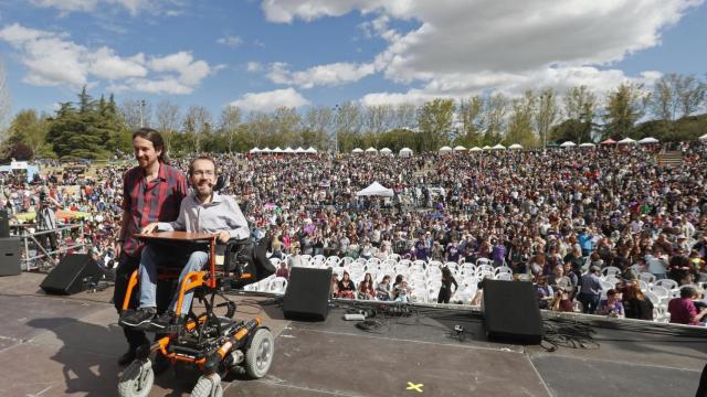 Pablo Iglesias y Pablo Echenique en un acto reciente en Madrid.