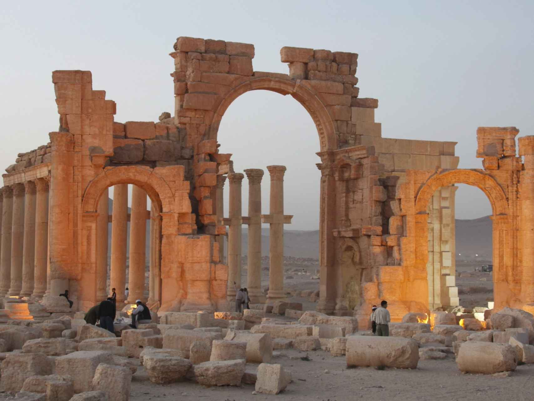 El templo de Baalshamin, ahora totalmente destruido en la ciudad de Palmira.
