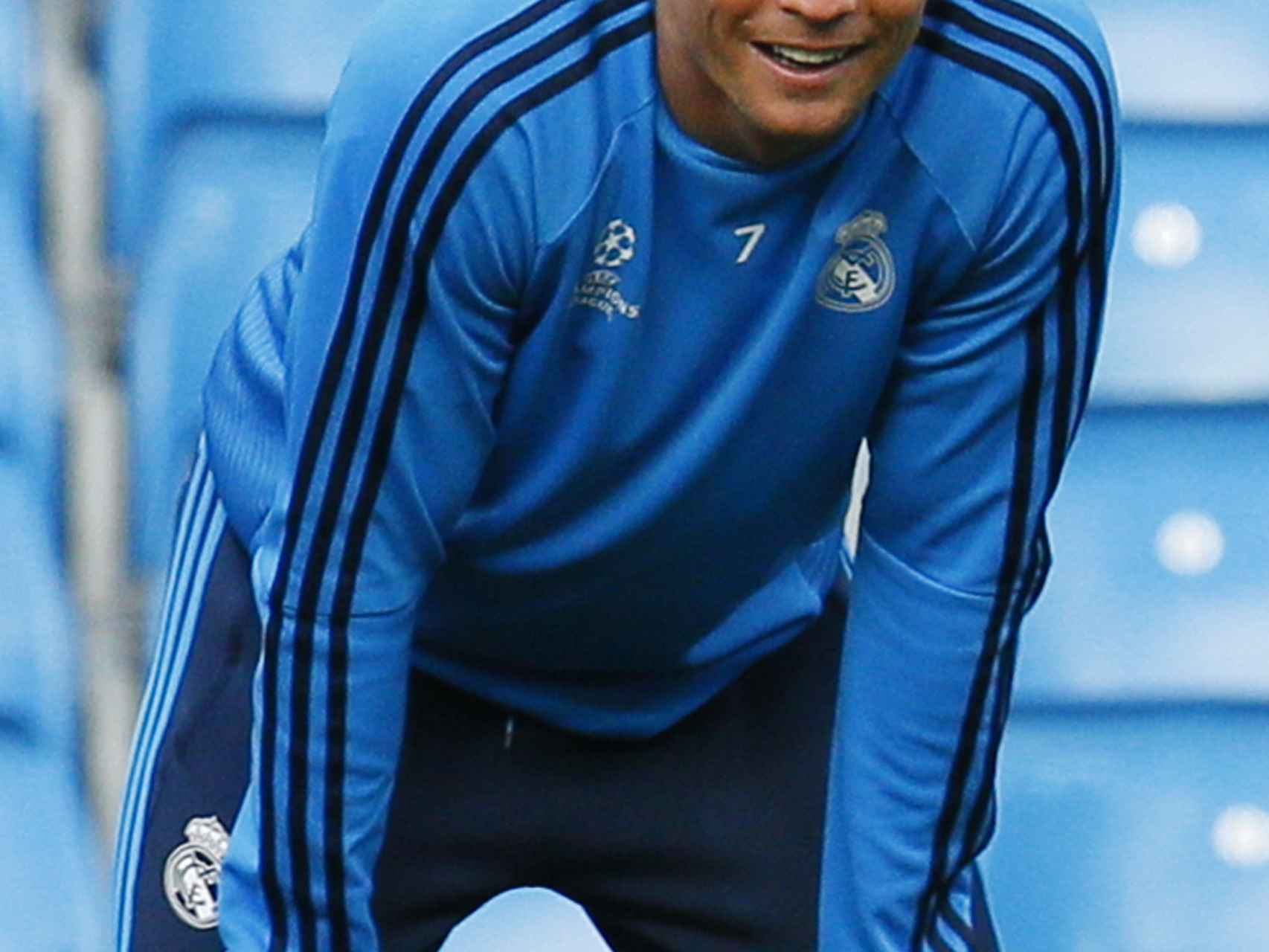 Cristiano, el lunes, durante el entrenamiento en el Etihad Stadium.