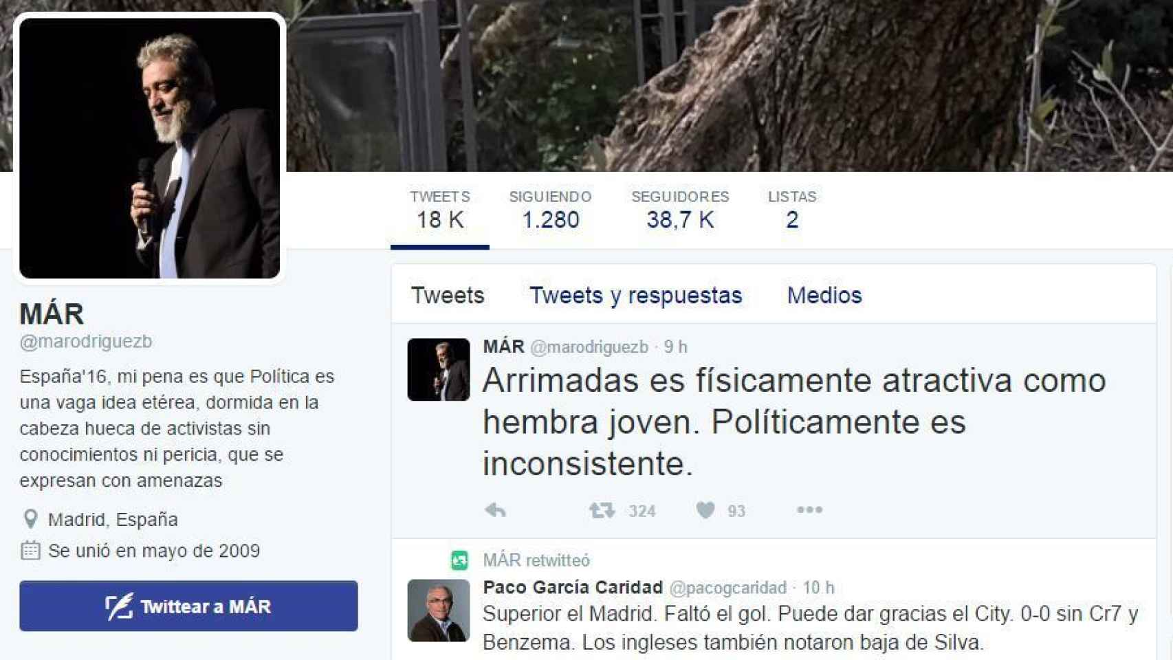 La cuenta de Twitter de Miguel Ángel Rodríguez.