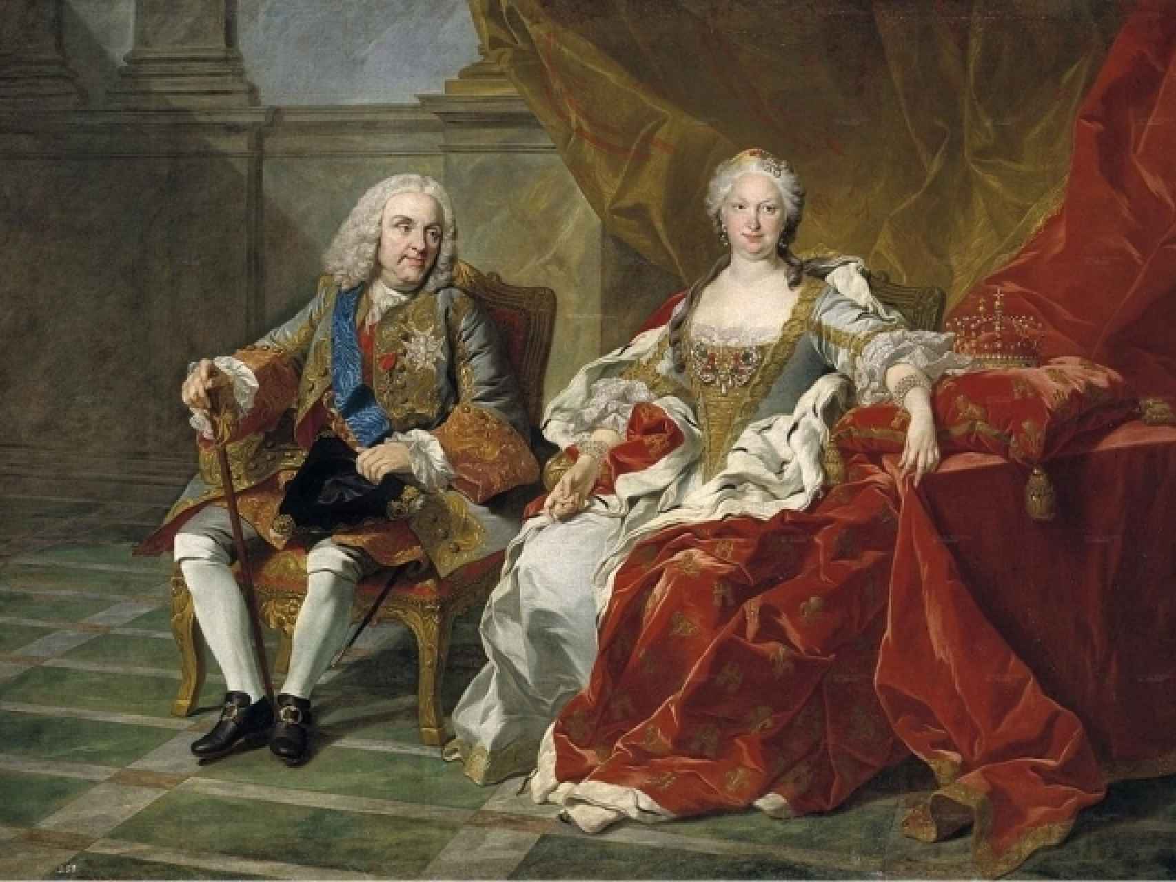 Felipe V e Isabel de Farnesio retratados por Louis-Michel van Loo.