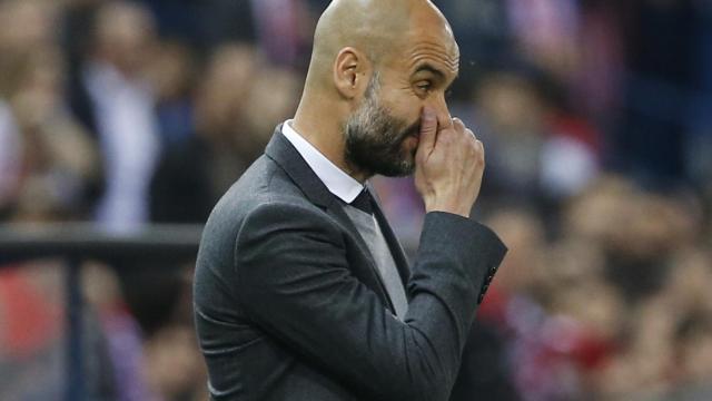 Guardiola en el partido ante el Atlético.