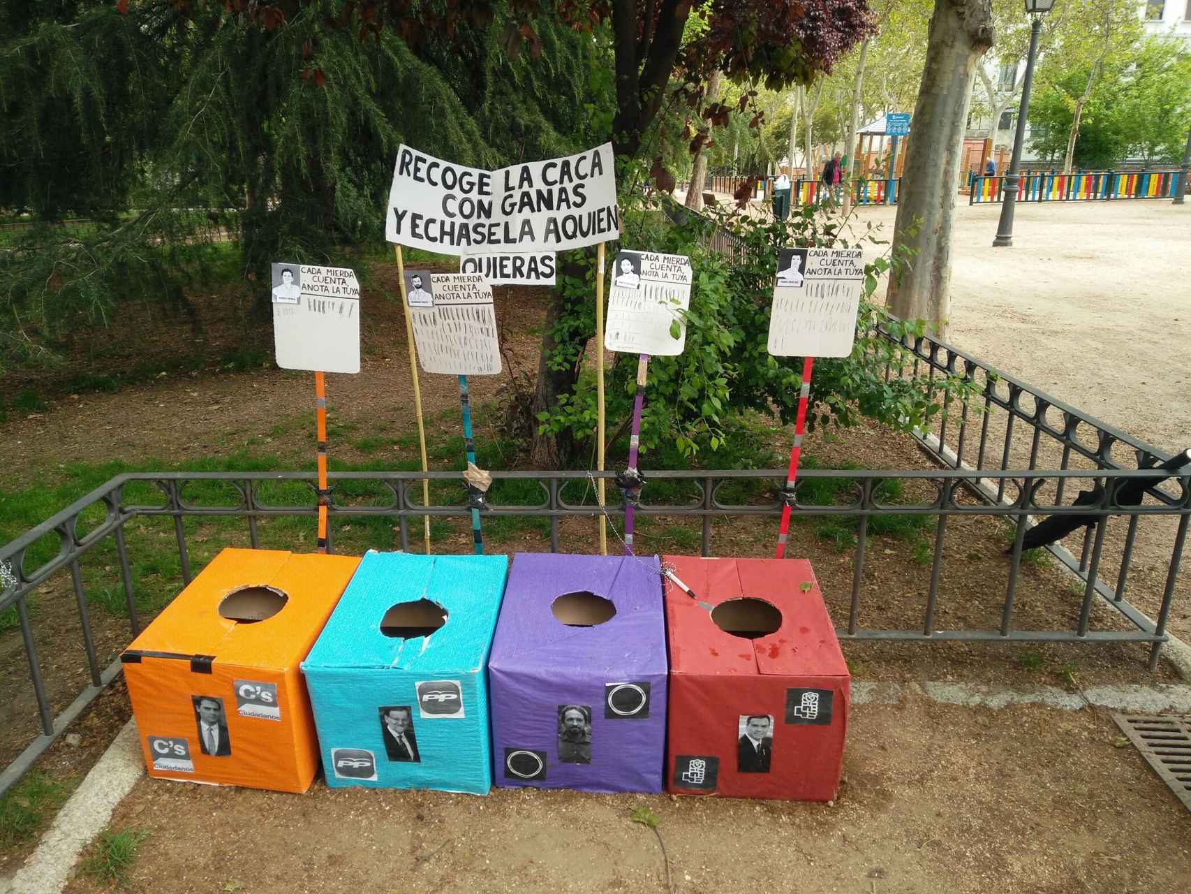 Las urnas depositadas en el parque madrileño