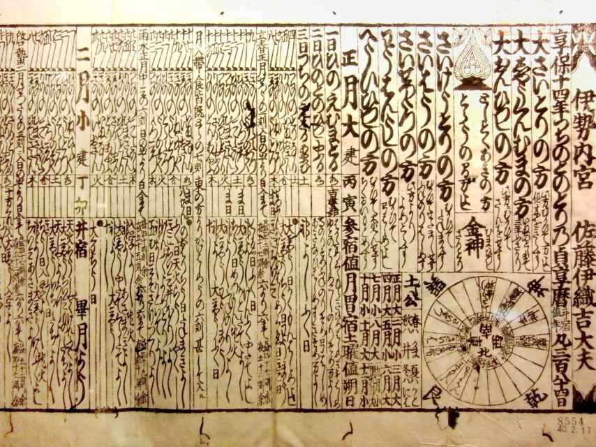 Calendario japonés de 1729.