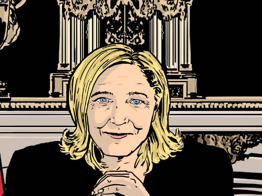 Ilustración principal del comic que sugiere a Marine Le Pen como presidenta.