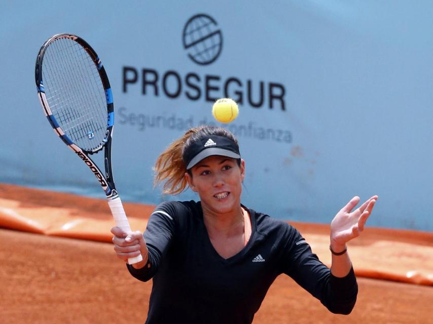 Garbiñe Muguruza durante un entrenamiento en Madrid.