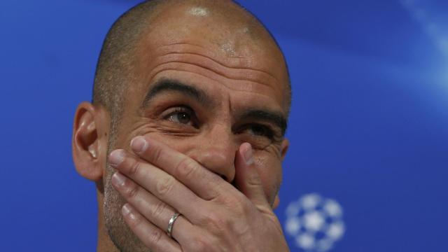 Pep Guardiola, en la rueda de prensa previa a la Champions.