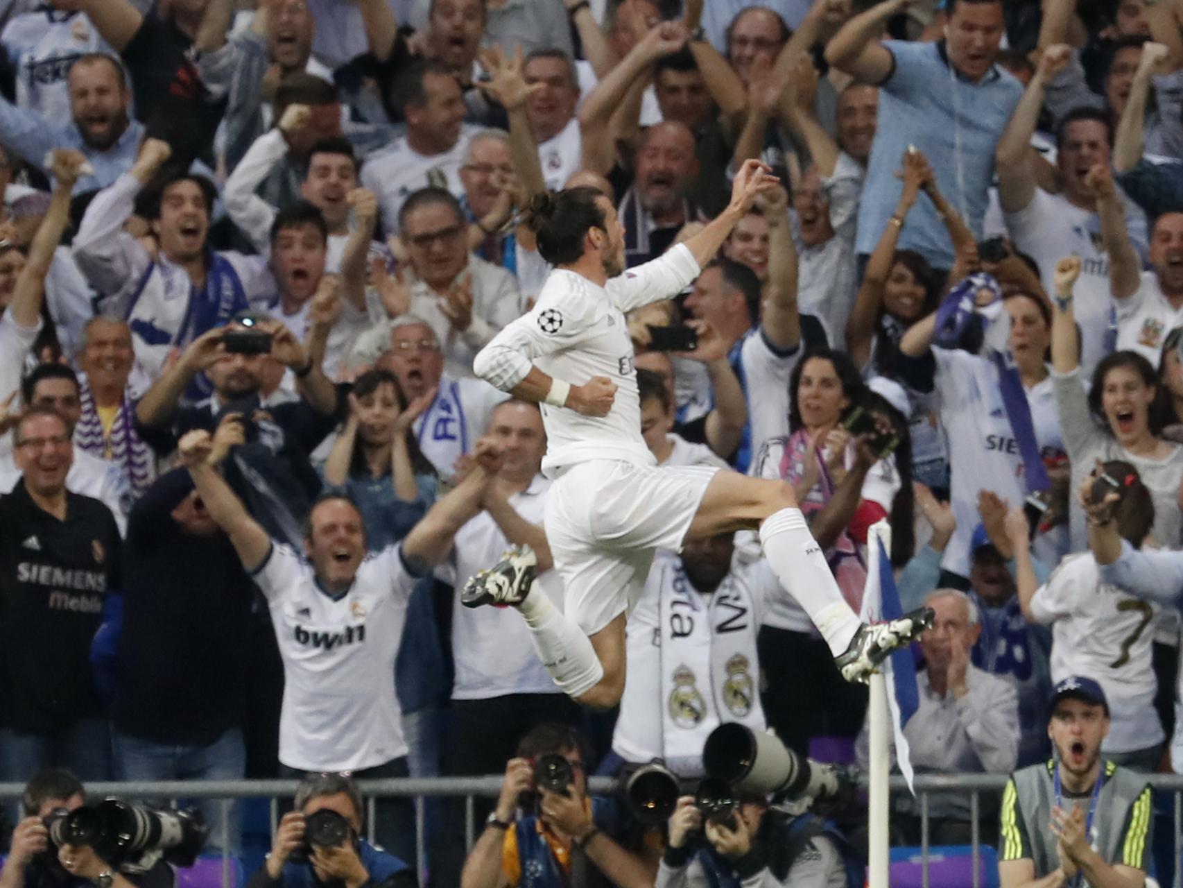 Bale celebra el único gol del partido.