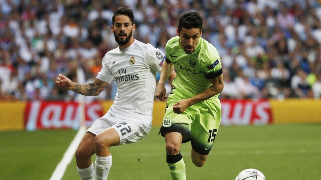 Jesús Navas, en el Santiago Bernabéu con el Manchester City