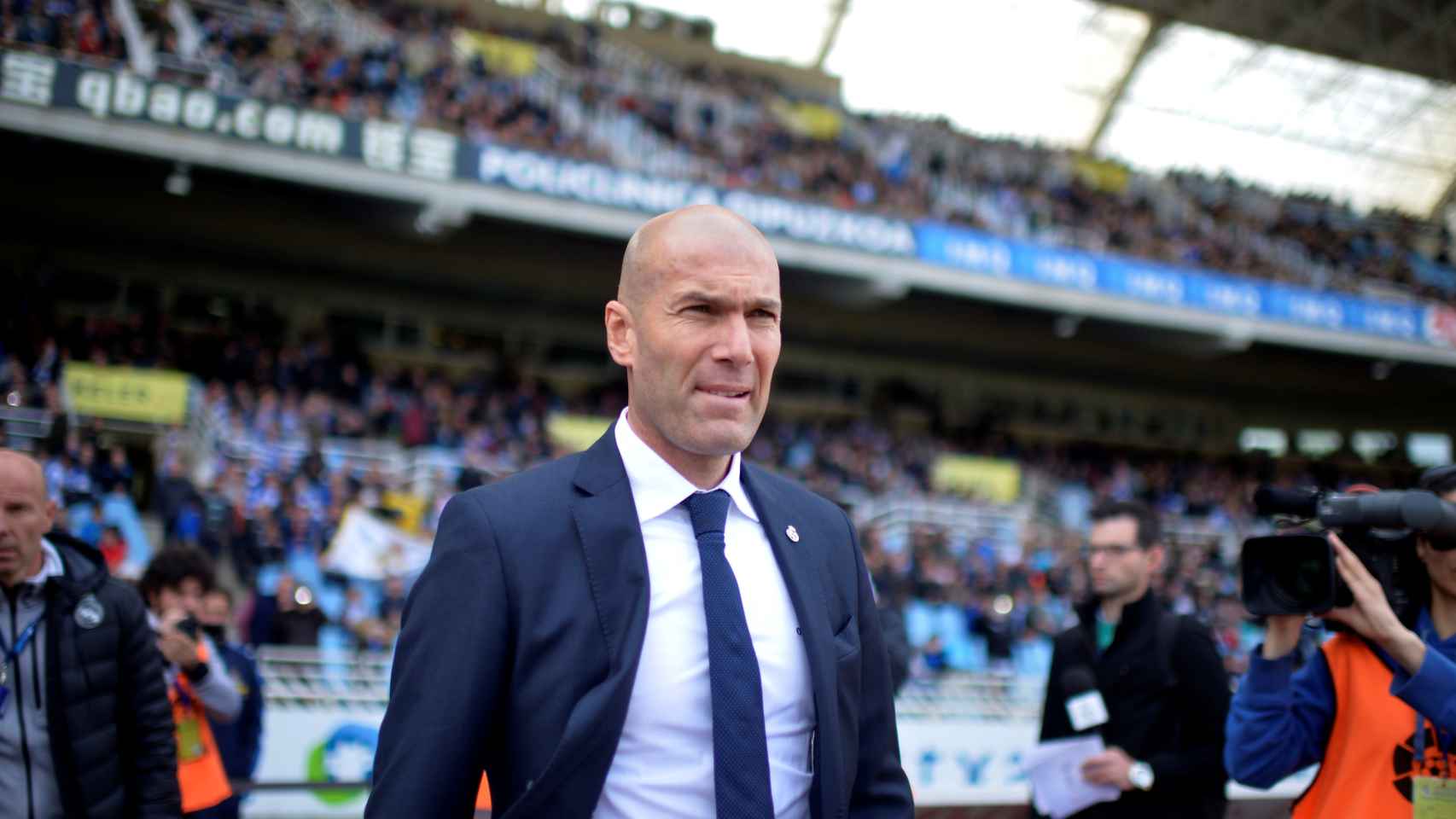 Zidane a su entrada en Anoeta.