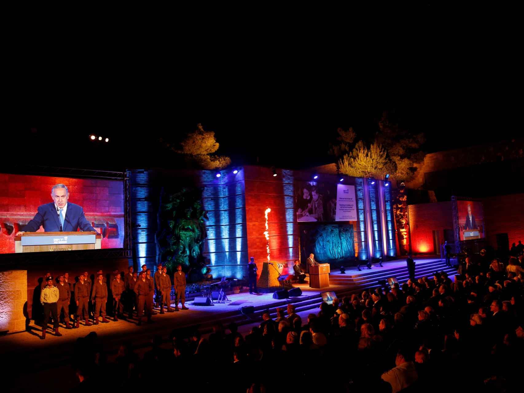 Netanyahu interviene en la inauguración del Día para el Recuerdo del Holocausto.