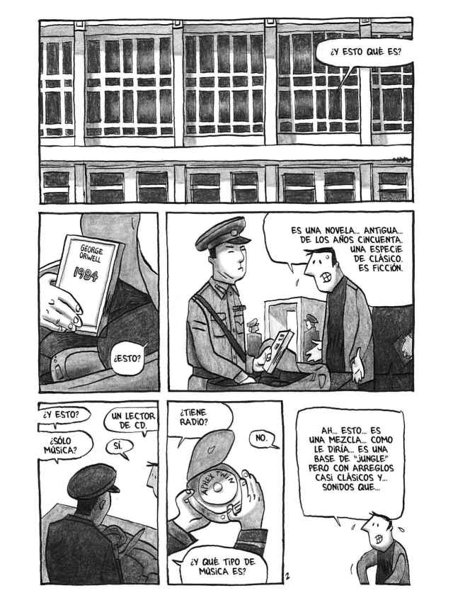 Viñeta del cómic -Pyongyang-, Guy Delisle (Ed. Astiberri).