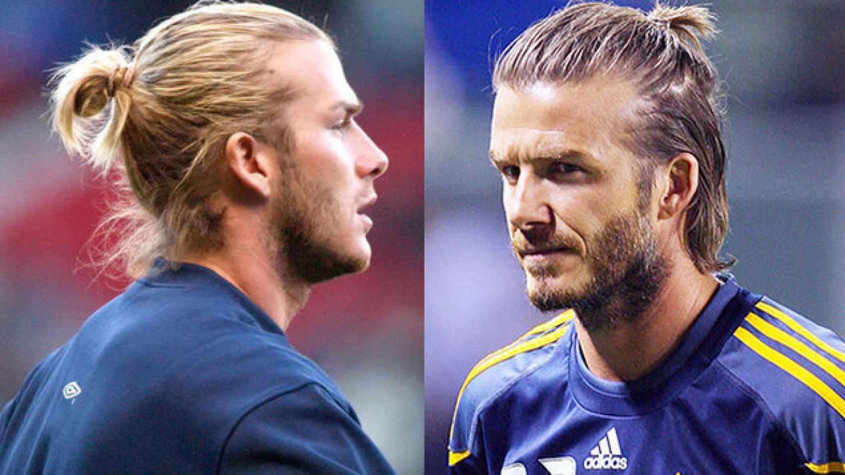 David Beckham con diferentes versiones de moño