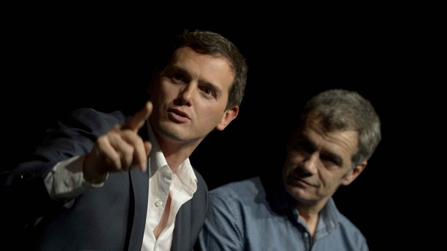 Rivera y Cantó, en un momento del coloquio en los Teatros del Canal de Madrid.